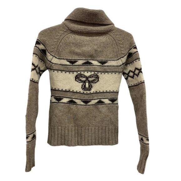 TNA Aritzia Brown 100% Lambswool Zip Up Long Sleeves Sweater Cardigan Small READ - Picture 2 of 10